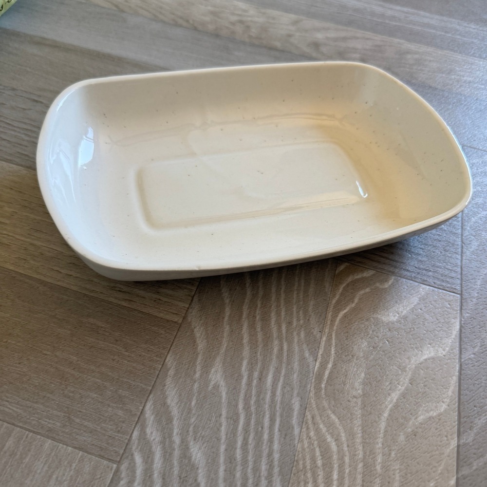 Its National 404 B Speckled Cream Ceramic Rectangular Serving  Dish Farmhouse